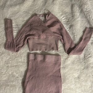 Fashion Nova Mauve Ribbed Skirt Set